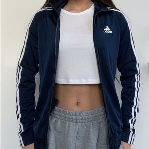 Navy Blue Adidas Zip Up Sweater